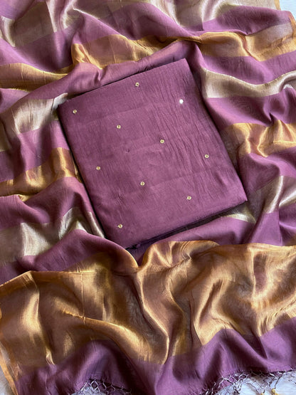 Mauve Mul Chanderi Suit