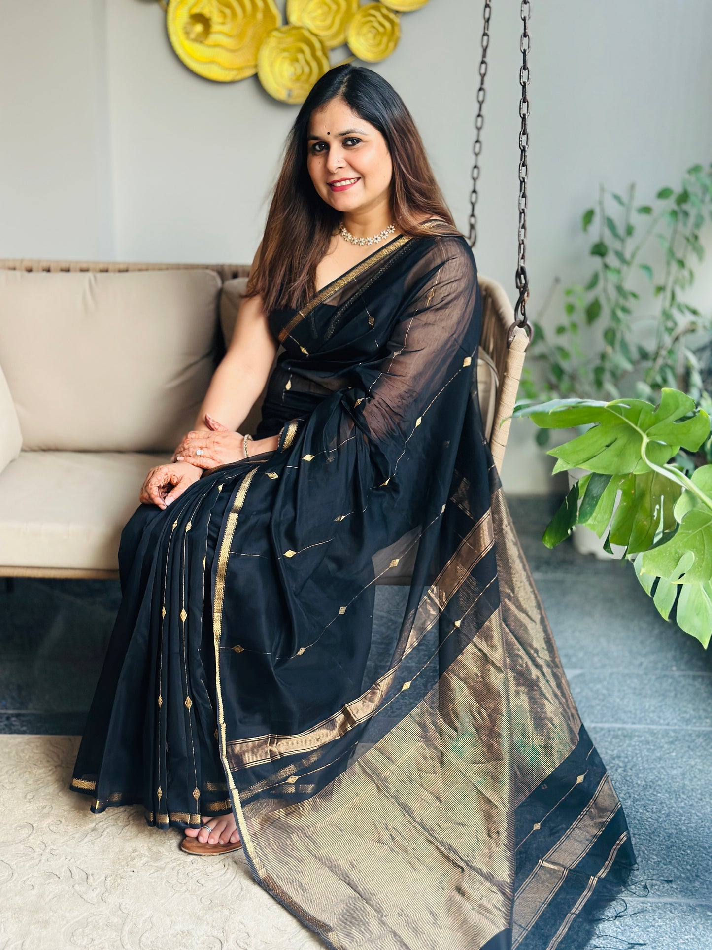 Black  Maheshwari Saree