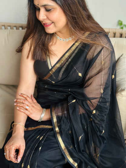 Black  Maheshwari Saree