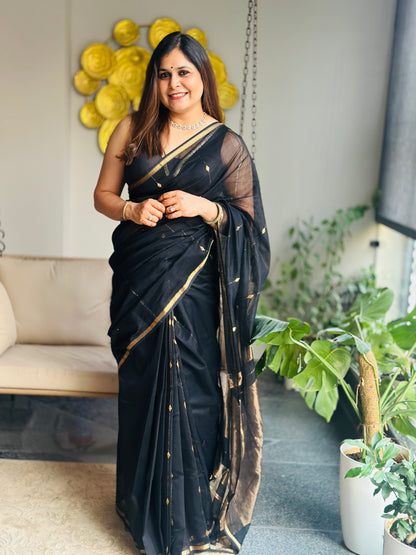 Black  Maheshwari Saree