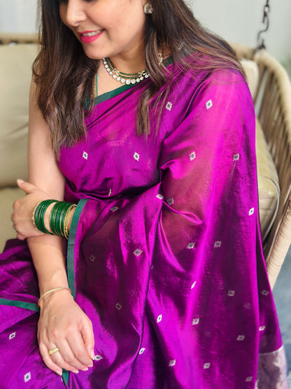 Dark Magenta Chanderi Silk Saree