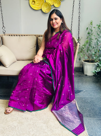 Dark Magenta Chanderi Silk Saree