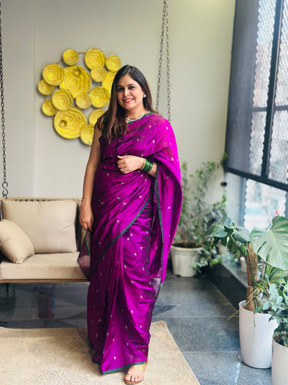 Dark Magenta Chanderi Silk Saree