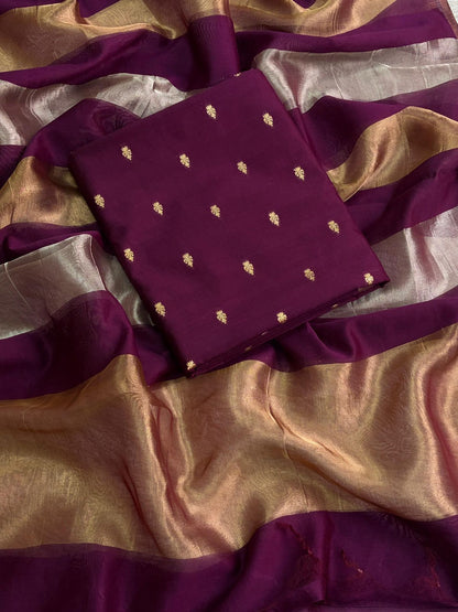 Deep Wine Chanderi Silk Suit