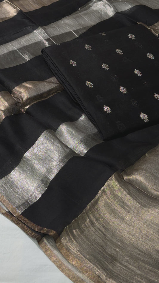 Black Chanderi Silk Suit