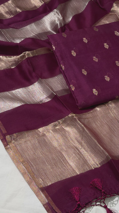 Deep Wine Chanderi Silk Suit