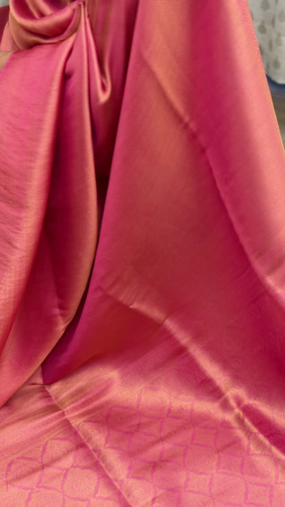 Peach Rose Banarasi Soft Silk